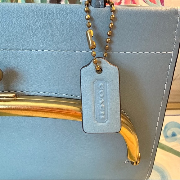 Coach Cashin Carry 20 Kisslock Mini Tote in Blue Glove tanned leather C9812 - Picture 10 of 13